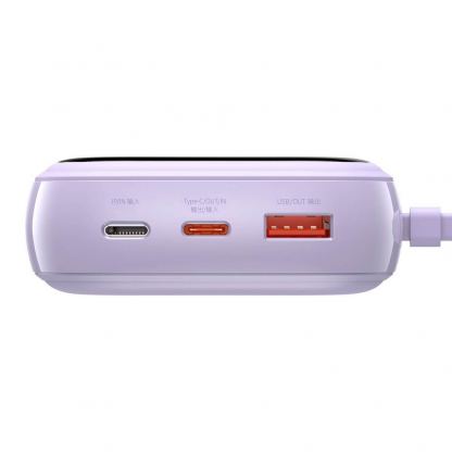 Baseus Qpow Digital Display Power bank with Lightning cable 20W (PPQD-H05) - външна батерия 20000 mAh с вграден Ligtning кабел и USB-C, USB-A и Lightning изходи (лилав) 6