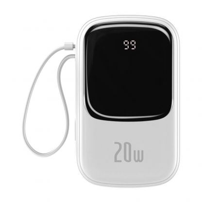 Baseus Qpow Digital Display Power bank with Lightning cable 20W (PPQD-H02) - външна батерия 20000 mAh с вграден Ligtning кабел и USB-C, USB-A и Lightning изходи (бял) 2