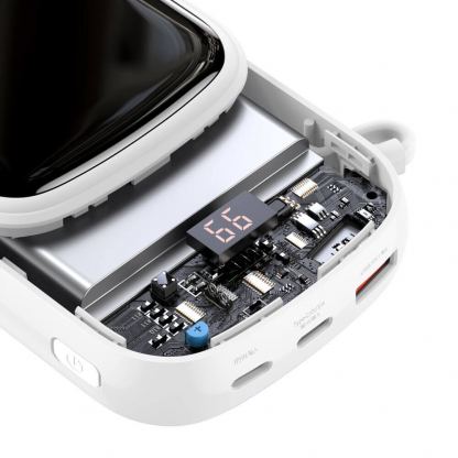 Baseus Qpow Digital Display Power bank with Lightning cable 20W (PPQD-H02) - външна батерия 20000 mAh с вграден Ligtning кабел и USB-C, USB-A и Lightning изходи (бял) 4