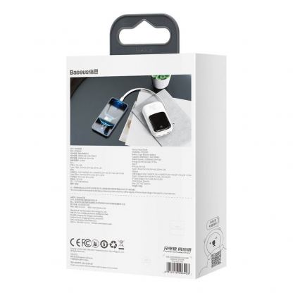 Baseus Qpow Digital Display Power bank with Lightning cable 20W (PPQD-H02) - външна батерия 20000 mAh с вграден Ligtning кабел и USB-C, USB-A и Lightning изходи (бял) 6