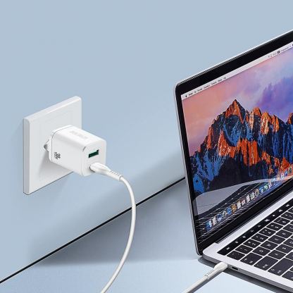 Dux Ducis Super Si Dual USB & USB-C PD Wall Charger 30W- захранване за ел. мрежа с USB и USB-C изходи и технология за бързо зареждане (бял) 7