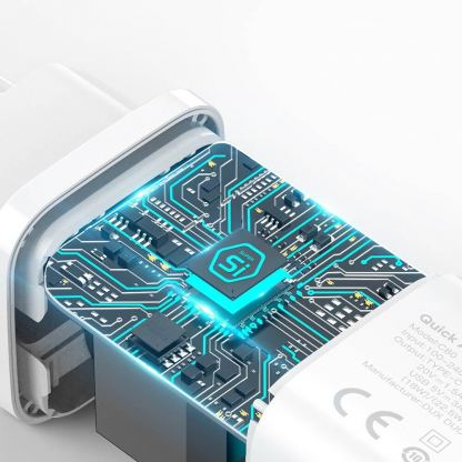 Dux Ducis Super Si Dual USB & USB-C PD Wall Charger 30W- захранване за ел. мрежа с USB и USB-C изходи и технология за бързо зареждане (бял) 8