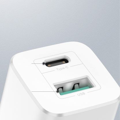 Dux Ducis Super Si Dual USB & USB-C PD Wall Charger 30W- захранване за ел. мрежа с USB и USB-C изходи и технология за бързо зареждане (бял) 10