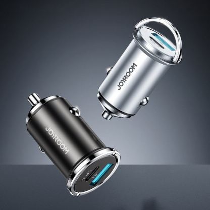 Joyroom Dual USB & USB-C QC 3.0 Smart Car Charger 20W - зарядно за кола с USB и USB-C изходи и технология за бързо зареждане (сив) 3