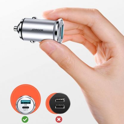 Joyroom Dual USB & USB-C QC 3.0 Smart Car Charger 20W - зарядно за кола с USB и USB-C изходи и технология за бързо зареждане (сребрист) 9