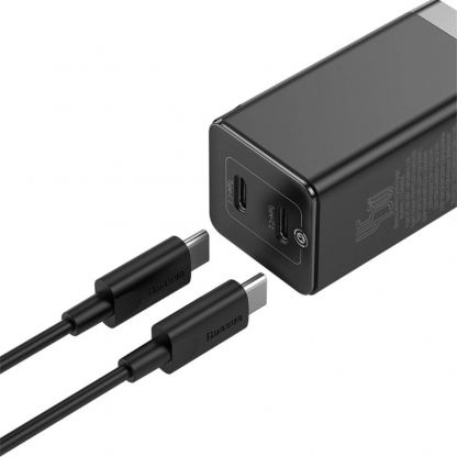 Baseus GaN Quick Charger C+C 45W (CCGAN-M01) - захранване за ел. мрежа с два USB-C изхода с технология за бързо зареждане и USB-C към USB-C кабел (черен) 3