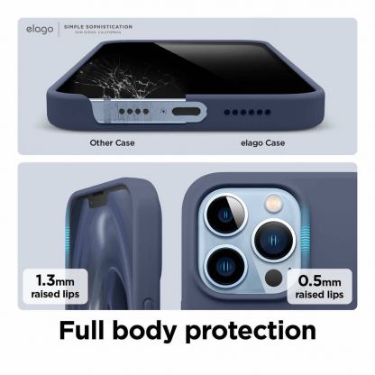 Elago Soft Silicone Case - силиконов (TPU) калъф за iPhone 13 Pro Max (тъмносин) 5