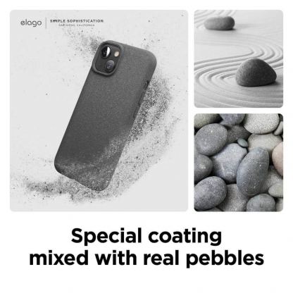 Elago Pebble Case - удароустойчив силиконов (TPU) калъф за iPhone 13 (тъмносив) 2