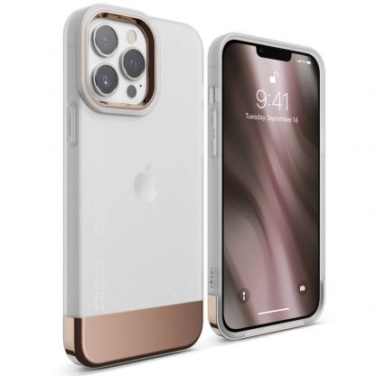 Elago Glide Case - удароустойчив силиконов (TPU) калъф за iPhone 13 Pro Max (мат-розово злато)
