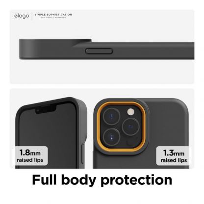 Elago Glide Case - удароустойчив силиконов (TPU) калъф за iPhone 13 Pro Max (тъмносив-жълт) 4
