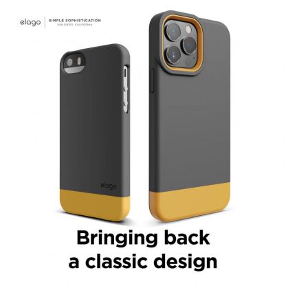 Elago Glide Case - удароустойчив силиконов (TPU) калъф за iPhone 13 Pro Max (тъмносив-жълт) 8