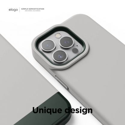 Elago Glide Case - удароустойчив силиконов (TPU) калъф за iPhone 13 Pro (сив-зелен) 3