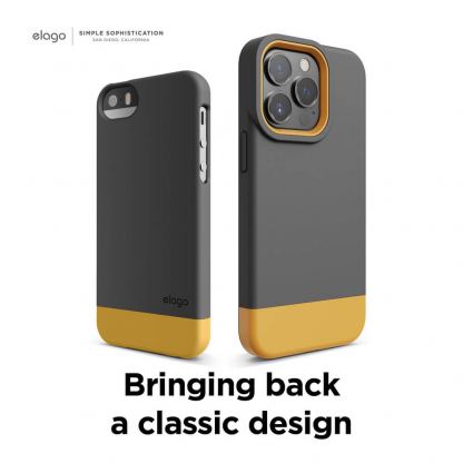 Elago Glide Case - удароустойчив силиконов (TPU) калъф за iPhone 13 Pro (тъмносив-жълт) 7