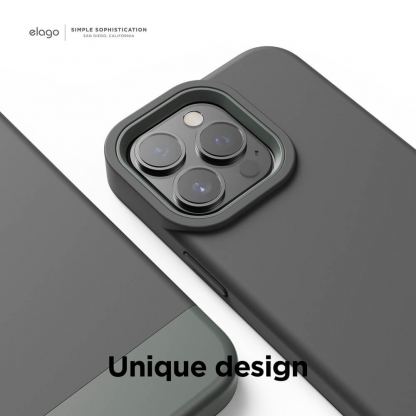 Elago Glide Case - удароустойчив силиконов (TPU) калъф за iPhone 13 Pro (тъмносив-зелен) 4