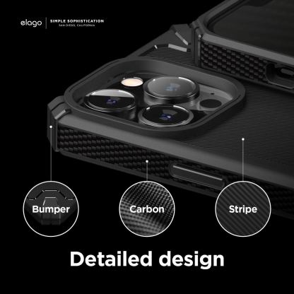 Elago Armor Case - удароустойчив силиконов (TPU) калъф за iPhone 13 Pro (черен) 4