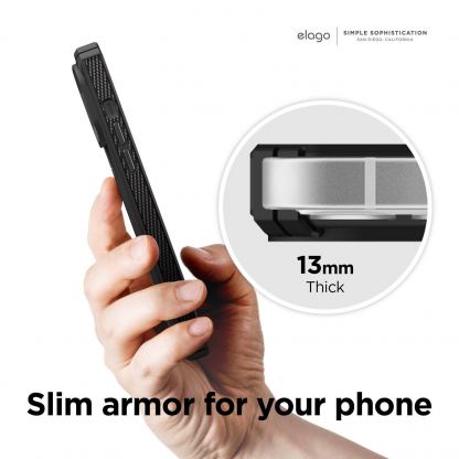 Elago Armor Case - удароустойчив силиконов (TPU) калъф за iPhone 13 (черен) 5