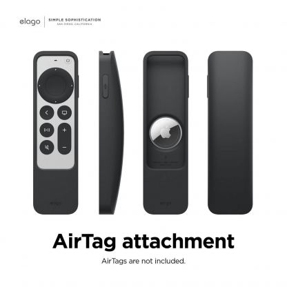 Elago R5 AirTag Case - удароустойчив силиконов калъф за Apple TV Siri Remote (2021) (черен) 4