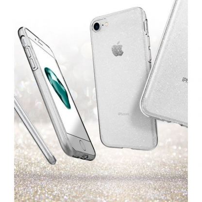 Spigen Liquid Crystal Glitter Case - тънък силиконов (TPU) калъф за iPhone SE (2020), iPhone 8, iPhone 7 (прозрачен)  6