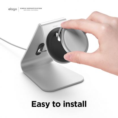 Elago MS4 Aluminum Charging Stand for MagSafe - алуминиева поставка за безжично зареждане на iPhone чрез поставяне на Apple MagSafe Charger (сребрист) 6