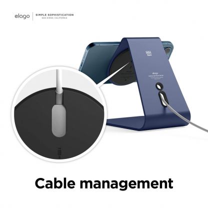 Elago MS4 Aluminum Charging Stand for MagSafe - алуминиева поставка за безжично зареждане на iPhone чрез поставяне на Apple MagSafe Charger (тъмносин) 5