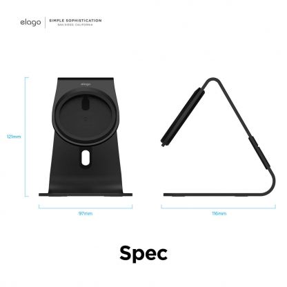 Elago MS4 Aluminum Charging Stand for MagSafe - алуминиева поставка за безжично зареждане на iPhone чрез поставяне на Apple MagSafe Charger (черен) 8