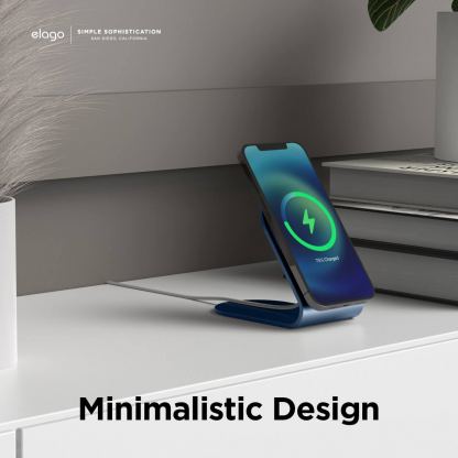 Elago MS3 Aluminum Charging Stand for MagSafe - алуминиева поставка за безжично зареждане на iPhone чрез поставяне на Apple MagSafe Charger (тъмносин) 6