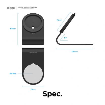 Elago MS3 Aluminum Charging Stand for MagSafe - алуминиева поставка за безжично зареждане на iPhone чрез поставяне на Apple MagSafe Charger (черен) 9