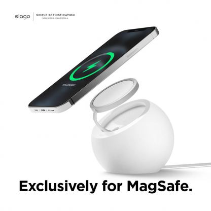 Elago MS2 Charging Stand for MagSafe - силиконова поставка за безжично зареждане на iPhone чрез поставяне на Apple MagSafe Charger (бял) 3
