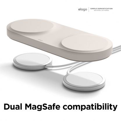 Elago MagSafe Charging Hub Duo - двойна силиконова поставка за безжично зареждане на iPhone чрез поставяне на Apple MagSafe Charger (бежов) 3