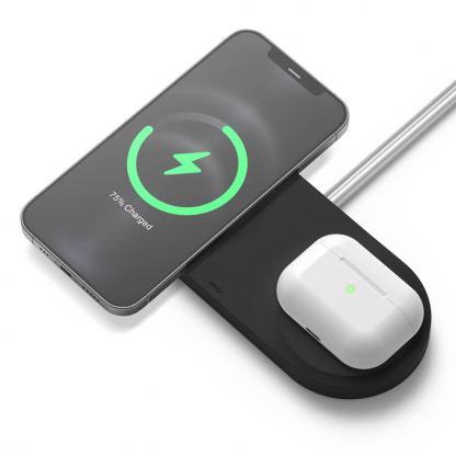 Elago MagSafe Charging Hub Duo - двойна силиконова поставка за безжично зареждане на iPhone чрез поставяне на Apple MagSafe Charger (черен)