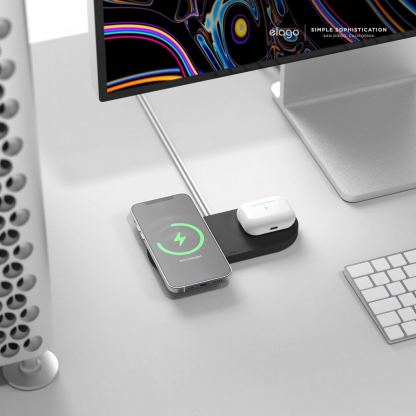 Elago MagSafe Charging Hub Duo - двойна силиконова поставка за безжично зареждане на iPhone чрез поставяне на Apple MagSafe Charger (черен) 9