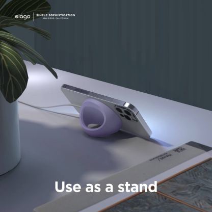 Elago Grip Stand for MagSafe - силиконова поставка за зареждане на iPhone чрез поставяне на Apple MagSafe Charger (лилав) 4