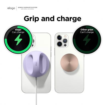 Elago Grip Stand for MagSafe - силиконова поставка за зареждане на iPhone чрез поставяне на Apple MagSafe Charger (лилав) 6