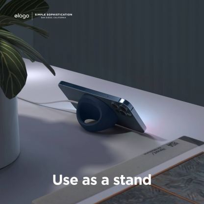 Elago Grip Stand for MagSafe - силиконова поставка за зареждане на iPhone чрез поставяне на Apple MagSafe Charger (тъмносин) 4