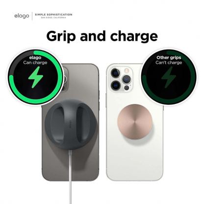 Elago Grip Stand for MagSafe - силиконова поставка за зареждане на iPhone чрез поставяне на Apple MagSafe Charger (тъмносив) 6