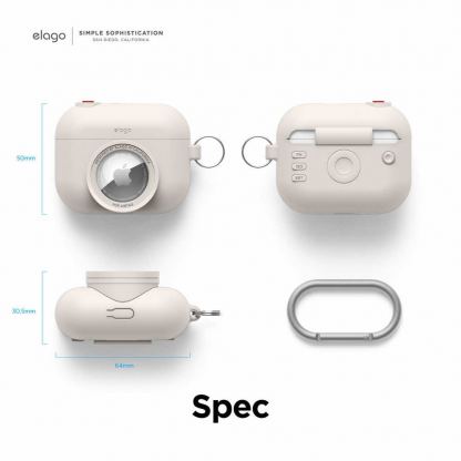 Elago AirPods Pro Snapshot Silicone Case - силиконов калъф (с място за AirTag) с карабинер за Apple AirPods Pro (бежов) 7