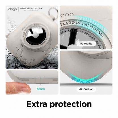 Elago AirPods Pro Snapshot Silicone Case - силиконов калъф (с място за AirTag) с карабинер за Apple AirPods Pro (бежов) 8
