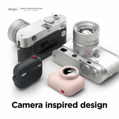 Elago AirPods Pro Snapshot Silicone Case - силиконов калъф (с място за AirTag) с карабинер за Apple AirPods Pro (розов) 6