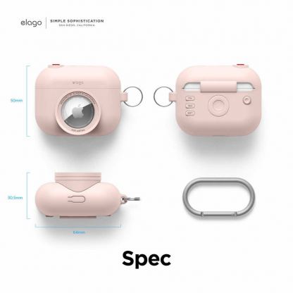 Elago AirPods Pro Snapshot Silicone Case - силиконов калъф (с място за AirTag) с карабинер за Apple AirPods Pro (розов) 7