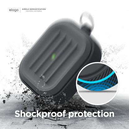 Elago AirPods 3 Armor Hang Case - удароустойчив силиконов калъф с карабинер за Apple Airpods 3 (тъмносив) 3