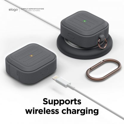Elago AirPods 3 Armor Hang Case - удароустойчив силиконов калъф с карабинер за Apple Airpods 3 (тъмносив) 4