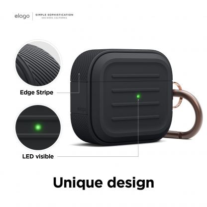 Elago AirPods 3 Armor Hang Case - удароустойчив силиконов калъф с карабинер за Apple Airpods 3 (черен) 2