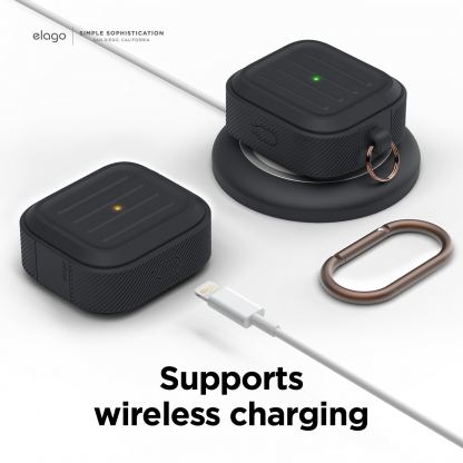 Elago AirPods 3 Armor Hang Case - удароустойчив силиконов калъф с карабинер за Apple Airpods 3 (черен) 4