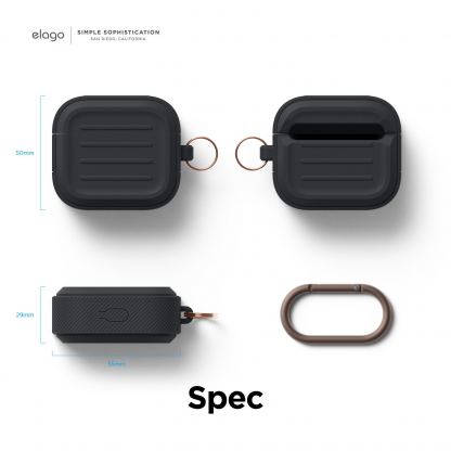 Elago AirPods 3 Armor Hang Case - удароустойчив силиконов калъф с карабинер за Apple Airpods 3 (черен) 7