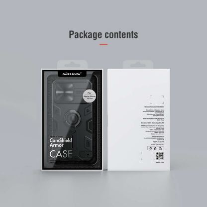 Nillkin CamShield Armor Hard Case - хибриден удароустойчив кейс с пръстен против изпускане за iPhone 13 Pro (черен) 3
