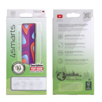 4smarts 360° Starter Set X-Pro Glass - тънък силиконов кейс и стъклено защитно покритие за дисплея на Samsung Galaxy A21s (прозрачен) 7