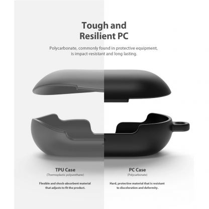 Ringke Galaxy Buds PC Case - поликарбонатов кейс с карабинер за Samsung Galaxy Buds, Galaxy Buds Plus (черен)  6