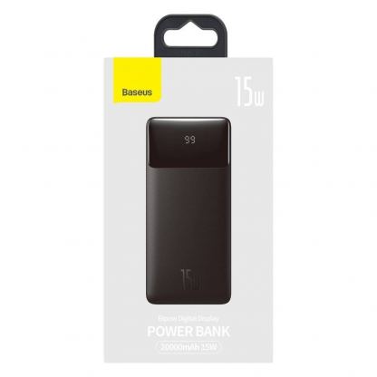 Baseus Bipow Digital Display Power Bank 15W 20000mAh (PPDML-J01) - външна батерия с два USB-A и един USB-C изходи и технология за бързо зареждане (черен) 5