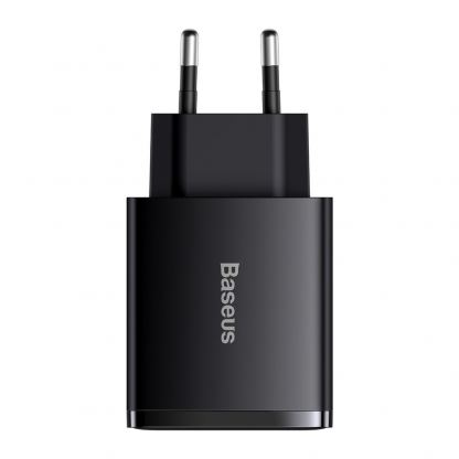 Baseus Compact Quick Wall Charger 30W (CCXJ-E01) - захранване за ел. мрежа с 2хUSB-A и USB-C изходи и технология за бързо зареждане (черен) 2