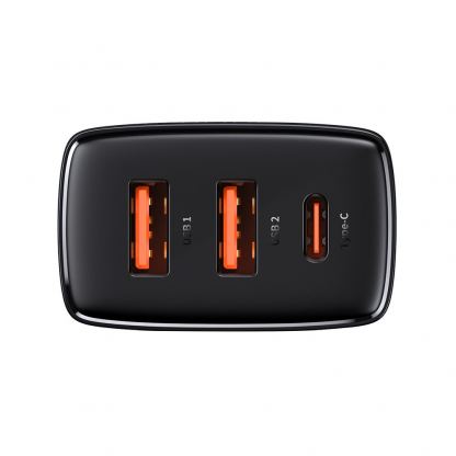 Baseus Compact Quick Wall Charger 30W (CCXJ-E01) - захранване за ел. мрежа с 2хUSB-A и USB-C изходи и технология за бързо зареждане (черен) 4